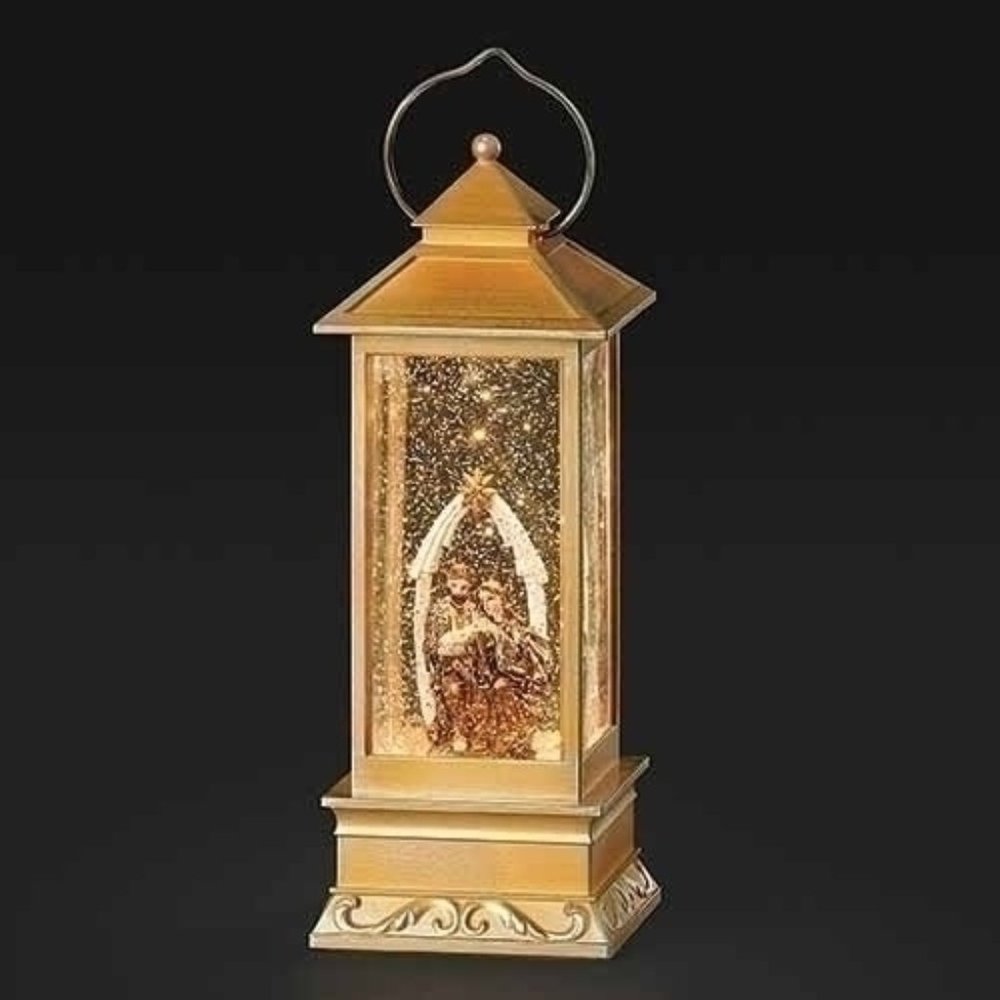 NIB Roman 11" Gold Nativity Scene Swirl Lantern